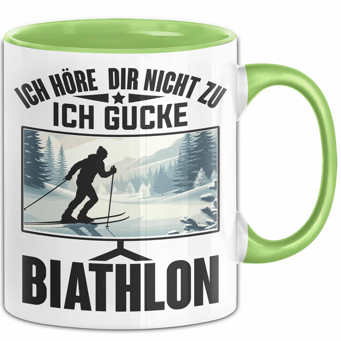 Biathlon Tasse Geschenk Wintersport Geschenke Ich Höre Dir Nicht Zu Ich Gucke Biathlon Grün Trendation