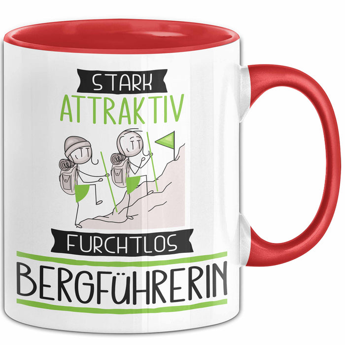 Bergführerin Tasse Geschenk Becher Stark Attraktiv Furchtlos Bergführerin Lustige Geschenkidee Rot Trendation