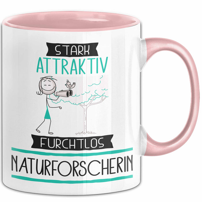 Naturforscherin Tasse Geschenk Becher Stark Attraktiv Furchtlos Naturforscherin Lustige Geschenkidee Rosa Trendation