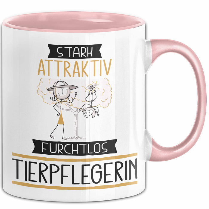 Tierpflegerin Tasse Geschenk Becher Stark Attraktiv Furchtlos Tierpflegerin Lustige Geschenkidee Rosa Trendation