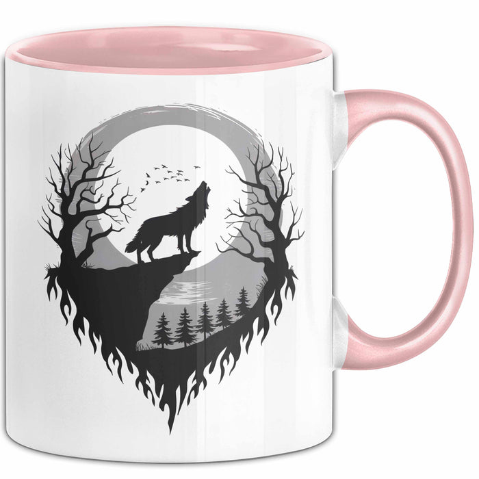 Wolf Tierliebhaber Tasse Geschenk Lustige Geschenkidee Spruch Rosa Trendation