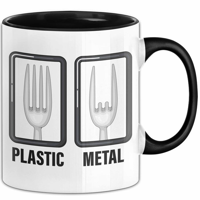 Plastik Tasse Geschenk Plastic Metal Musiker Spruch Geschenkidee Schwarz Trendation