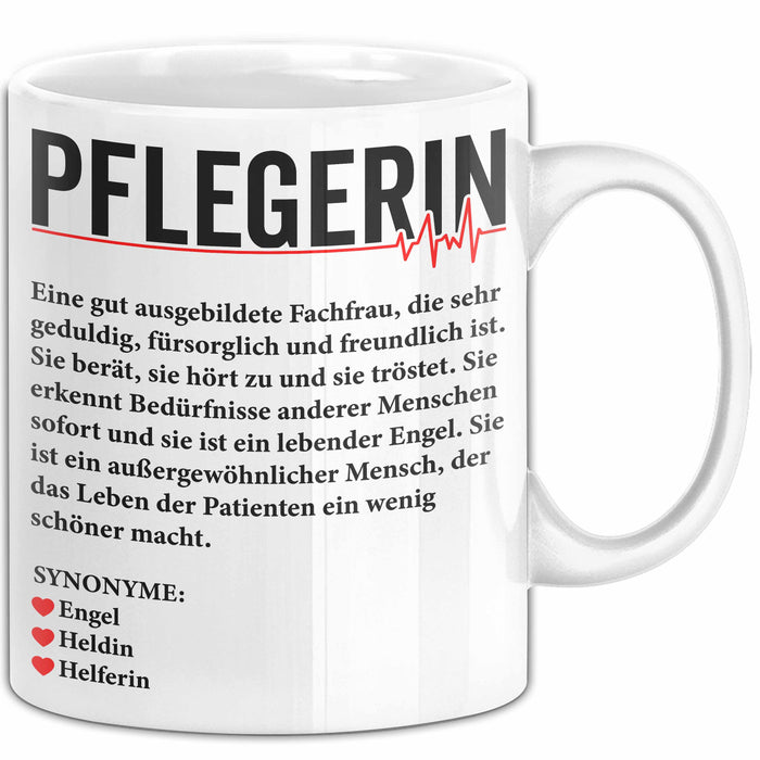 Pflege Krankenschwester Wertschätzung Tasse Geschenk Lustige Geschenkidee Spruch Pflegerin Weiß Trendation