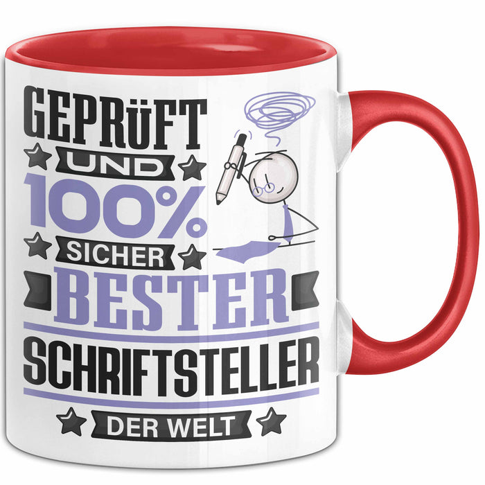 Schriftsteller Geschenk Lustiger Spruch für Schriftsteller Geschenkidee Bester Schriftsteller Der Welt Rot Trendation