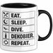 Taucher Tasse Geschenk Eat Sleep Geschenkidee Tauchen Becher Trendation