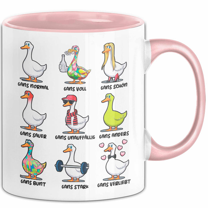 Gans Tier Gänse Bauer Tasse Becher Geschenk Lustige Geschenkidee Spruch Gänsearten Rosa Trendation