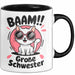 Big Sister Ältere Geschwister Schwestern Katze Tasse Becher Geschenk Lustige Geschenkidee Spruch Big Sister Schwarz Trendation