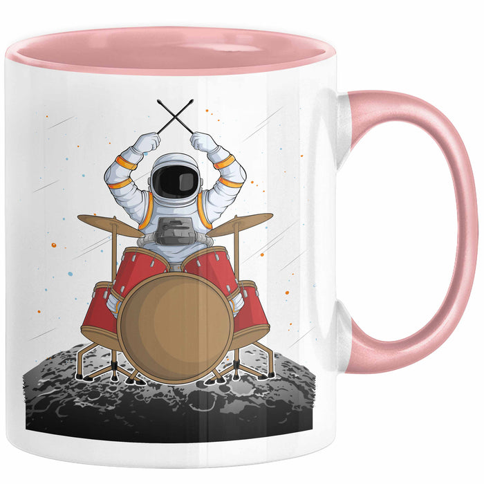 Drummer Schlagzeug-Spieler Geschenk Tasse Geschenkidee Kaffee-Becher Schlagzeuger Mond Grafik Rosa Trendation