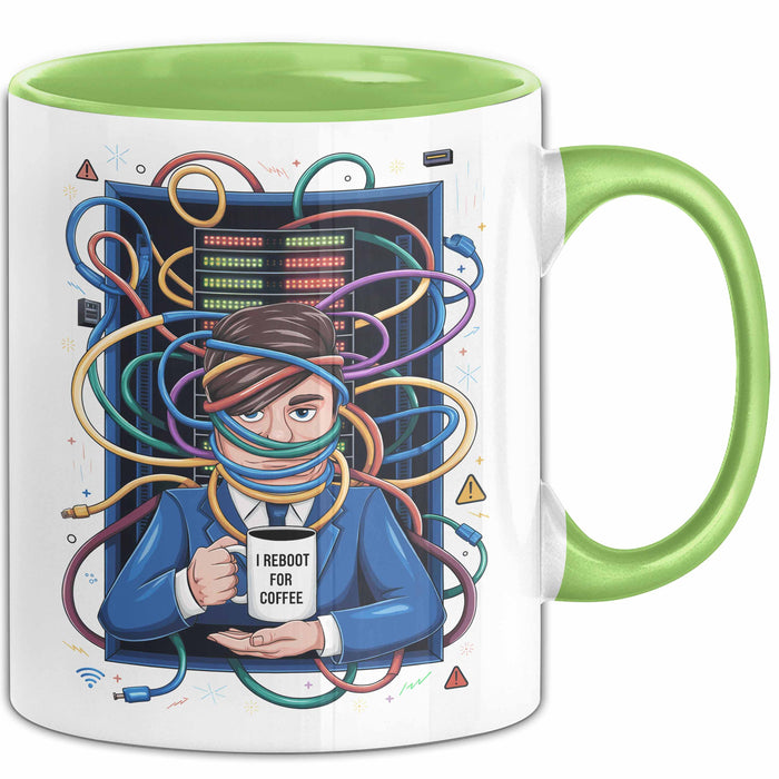 IT Administrator Tasse Geschenk Lustige Geschenkidee Spruch Für Netzwerk Helden Grün Trendation