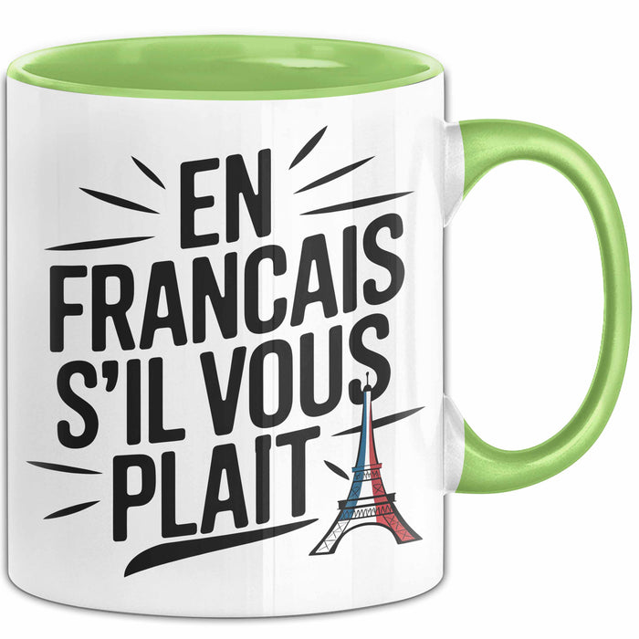 Französischlehrer Unterricht Tasse Geschenk Lustige Geschenkidee Spruch En Français S’Il Vous Plaît Grün Trendation
