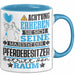 Pferdebesitzer Geschenk Tasse Lustiger Spruch Erheben Sie Sich Der Pferdebesitzer Betritt den Raum Blau Trendation
