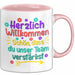 Office Arbeitskollege Tasse Geschenk Lustige Geschenkidee Spruch Herzlich Willkommen Schön Dass Du Unser Team Verstärkt Rosa Trendation