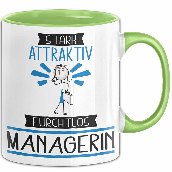 Managerin Tasse Geschenk Becher Stark Attraktiv Furchtlos Managerin Lustige Geschenkidee Grün Trendation