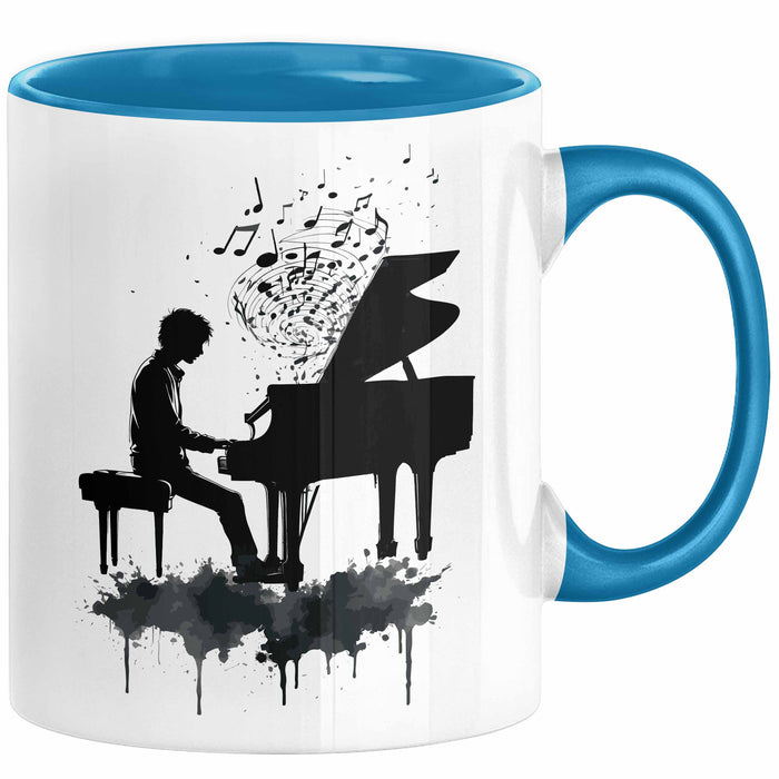Klavier-Spieler Geschenk Tasse Grafik Piano Spielerin Geschenkidee Becher Blau Trendation