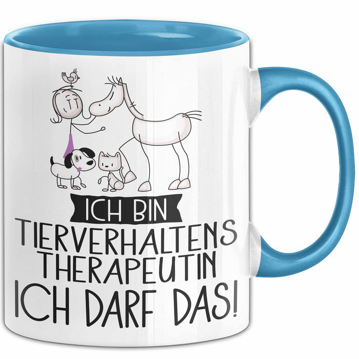 Geschenk für Tierverhaltenstherapeutin Tasse Lustige Geschenkidee Geburtstag Ich Bin Tierverhaltenstherapeutin Ich Darf Das Blau Trendation