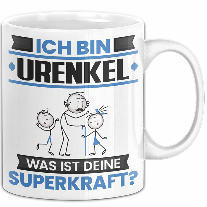 Urenkel Tasse Geschenk für Urenkel Geburtstag Lustiger Spruch Kaffee-Becher Was Ist Deine Superkraft Weiß Trendation