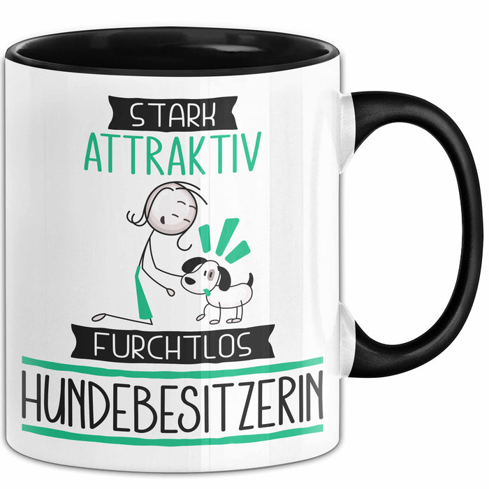 Hundebesitzerin Tasse Geschenk Becher Stark Attraktiv Furchtlos Hundebesitzerin Lustige Geschenkidee Trendation