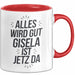 Gisela Tasse Geschenk Alles Ist Gut Gisela Ist Jetz Da Geschenkidee Becher mit Name Rot Trendation