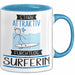 Surferin Tasse Geschenk Becher Stark Attraktiv Furchtlos Surferin Lustige Geschenkidee Blau Trendation