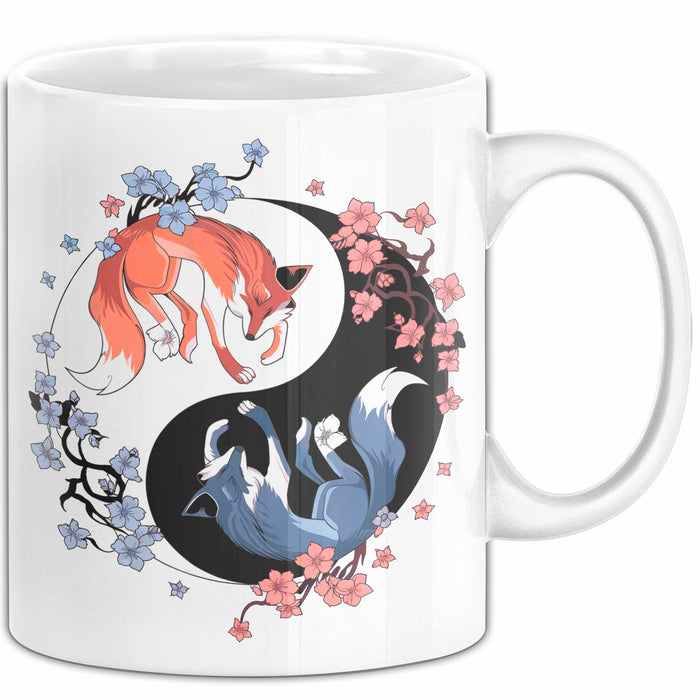 Fuchs Tierliebhaber Tasse Geschenk Lustige Geschenkidee Spruch Japanischer Kitsune Fuchs Weiß Trendation