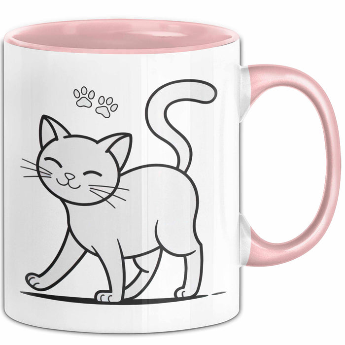 Katzen Tierliebhaber Tasse Geschenk Lustige Geschenkidee Spruch Rosa Trendation