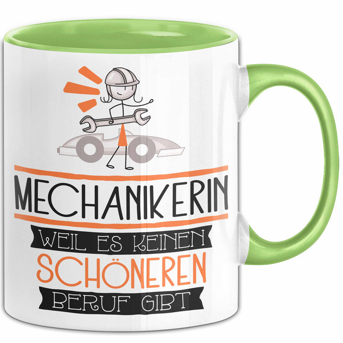 Mechanikerin Weil Es Keinen Schöneren Beruf Gibt Tasse Geschenk für Eine Mechanikerin Lustig Grün Trendation
