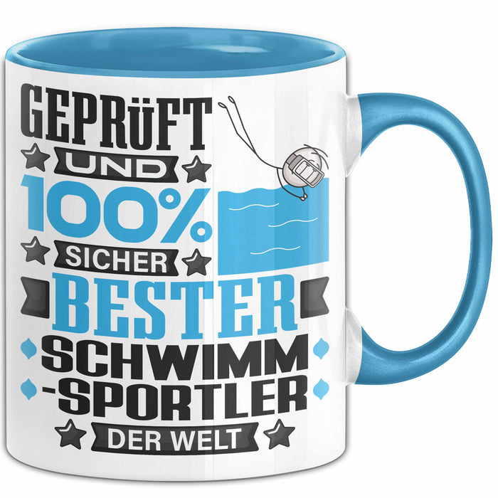 Schwimmsportler Geschenk Lustiger Spruch für Schwimmsportler Geschenkidee Bester Schwimmsportler Der Welt Blau Trendation