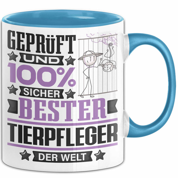 Tierpfleger Geschenk Lustiger Spruch für Tierpfleger Geschenkidee Bester Tierpfleger Der Welt Blau Trendation