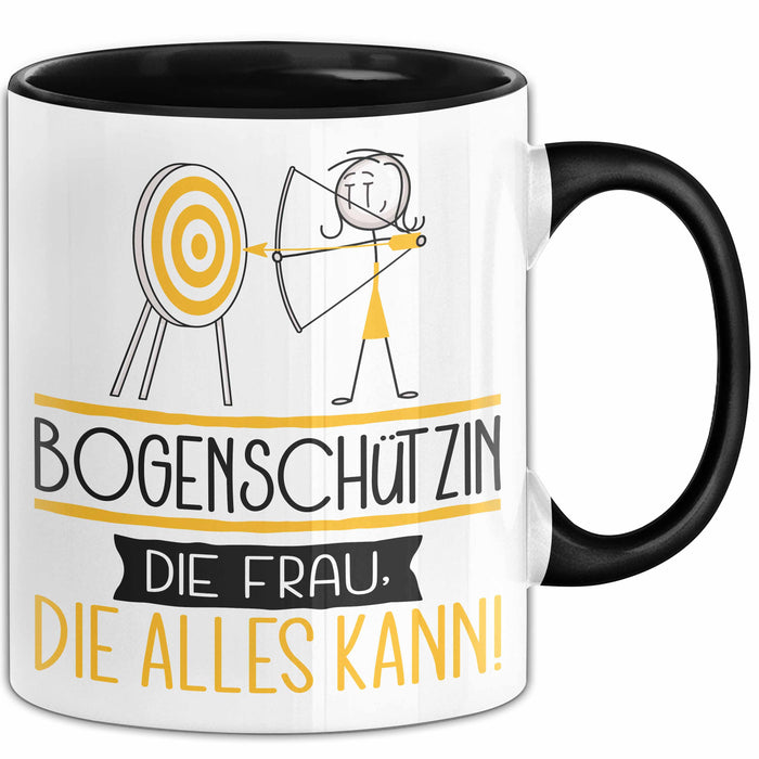 Bogenschützin Geschenk Tasse Becher Die Frau Die Allen Kann Geschenkidee für eine Bogenschützin Lustig Schwarz Trendation