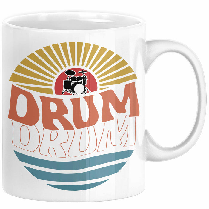 Drummer Schlagzeug-Spieler Geschenk Tasse Geschenkidee Kaffee-Becher Schlagzeuger Drum Bunte Grafik Weiß Trendation