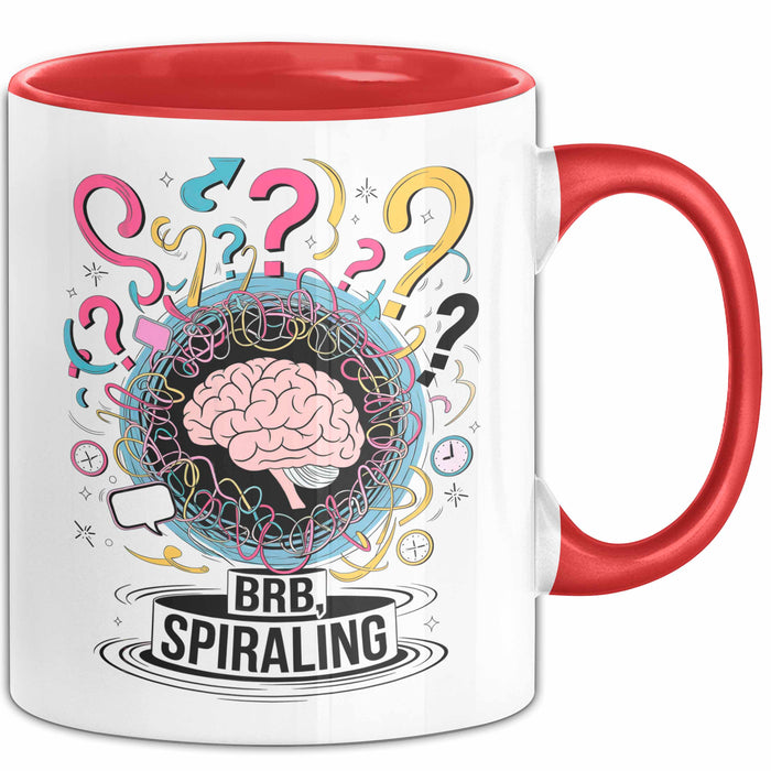 Überdenker Tasse Geschenk Lustige Geschenkidee Spruch Für Beschäftigte Köpfe Rot Trendation