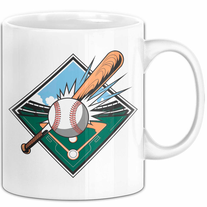 Baseballspieler Tasse Geschenkidee für Baseballliebhaber Weiß Trendation