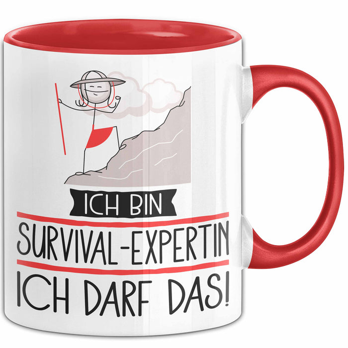 Geschenk für Survival-Expertin Tasse Lustige Geschenkidee Geburtstag Ich Bin Survival-Expertin Ich Darf Das Rot Trendation