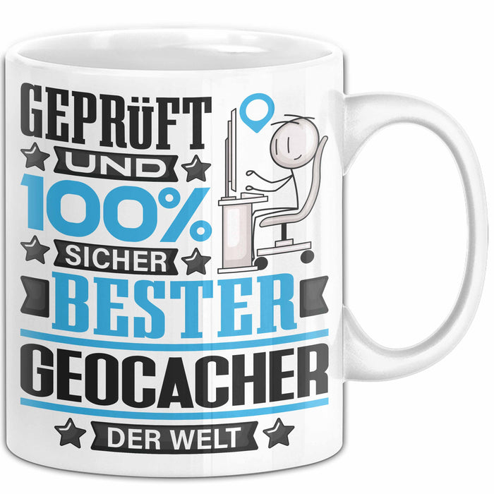 Geocacher Geschenk Lustiger Spruch für Geocacher Geschenkidee Bester Geocacher Der Welt Weiß Trendation