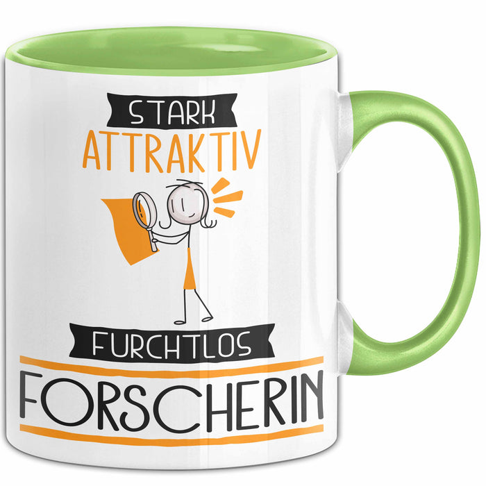 Forscherin Tasse Geschenk Becher Stark Attraktiv Furchtlos Forscherin Lustige Geschenkidee Grün Trendation