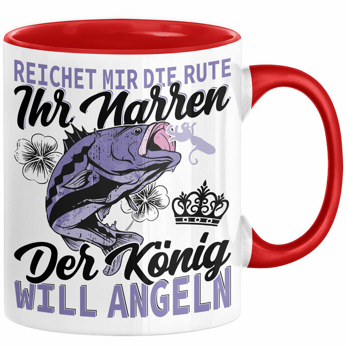 Angler Geschenk Tasse Spruch Männer Angeln Geschenkidee Kaffee-Becher Fischer Angeln Rot Trendation