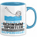 Schwimmsportler Geschenk Tasse Ich Bin Schwimmsportler Aber Sag Doch Einfach Superheld Lustige Geschenkdiee für Schwimmsportler Kaffee-Becher Blau Trendation