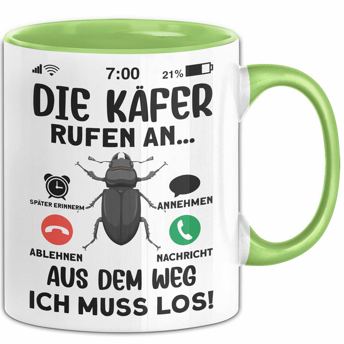 Käfer Liebhaber Tasse Geschenk Die Käfer Rufen An Geschenkidee Becher Grün Trendation