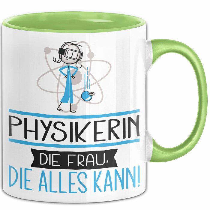 Physikerin Geschenk Tasse Becher Die Frau Die Allen Kann Geschenkidee für eine Physikerin Lustig Grün Trendation
