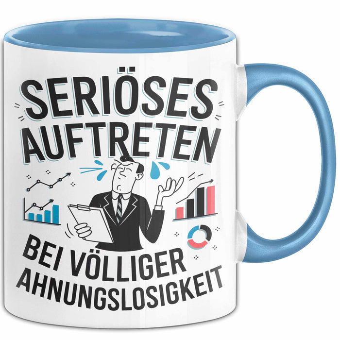 Sarkasmus Tasse Geschenkidee Erscheinung Mit Null Ahnung Blau Trendation