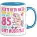 85. Geburtstag Tasse Frauen Geschenk Bitte Nur Kein Neid Nur Weil Ich mit 85 Noch So Gut Aussehe Mama Oma Blau Trendation