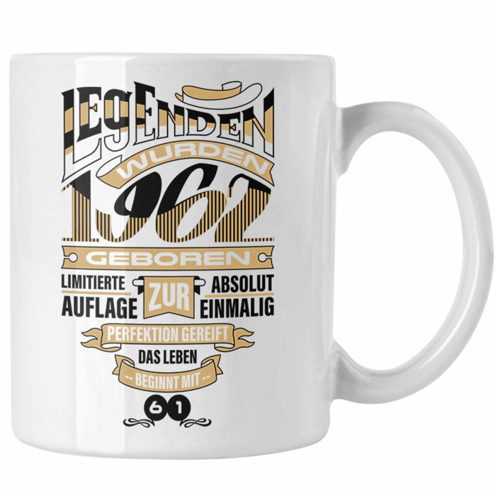 TRENDATION 60. Geburtstag Tasse Frau Mann Geschenk 60er Geschenkidee 60 Mutter Vater Weiß Trendation