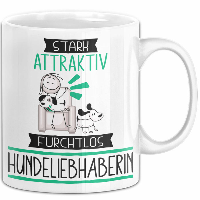 Hundeliebhaberin Tasse Geschenk Becher Stark Attraktiv Furchtlos Hundeliebhaberin Lustige Geschenkidee Weiß Trendation