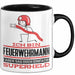 Feuerwehrmann Geschenk Tasse Ich Bin Feuerwehrmann Aber Sag Doch Einfach Superheld Lustige Geschenkdiee für Feuerwehrmann Kaffee-Becher Schwarz Trendation