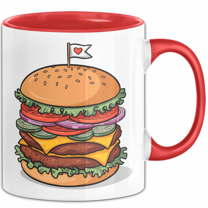 Burger Fan Tasse Geschenkidee für Grillmeister Rot Trendation