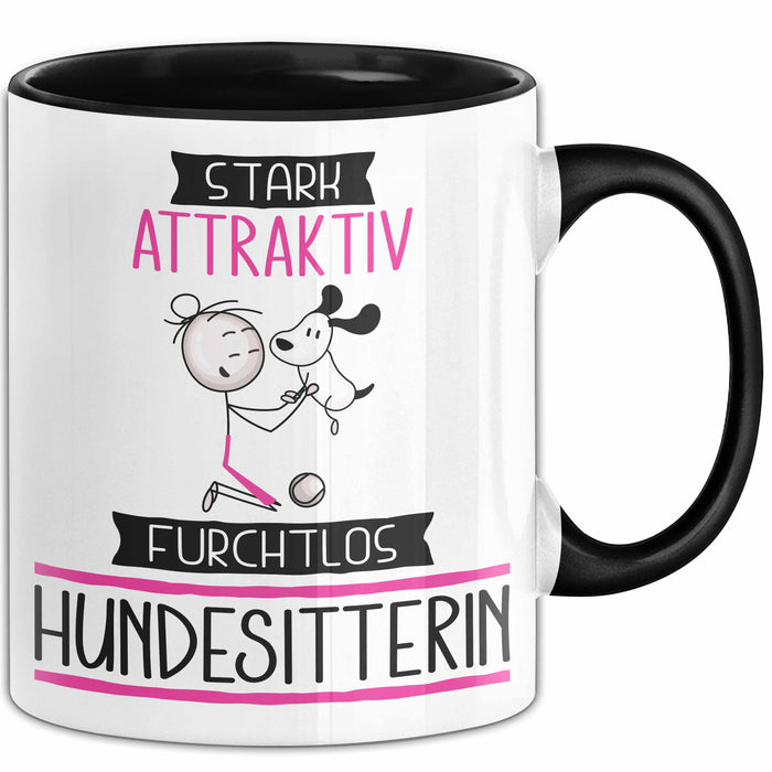 Hundesitterin Tasse Geschenk Becher Stark Attraktiv Furchtlos Hundesitterin Lustige Geschenkidee Trendation
