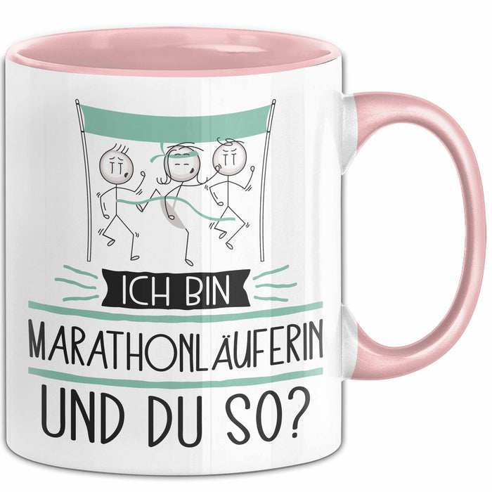 Marathonläuferin Tasse Geschenk Ich Bin Marathonläuferin Und Du So Geschenkidee Lustiger Spruch Becher Rosa Trendation