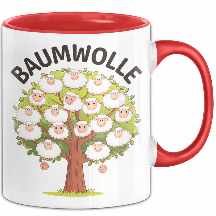 Schaf Tier Tasse Geschenk Baumwolle Geschenkidee Bauernhof Geschenkidee Lustig Rot Trendation