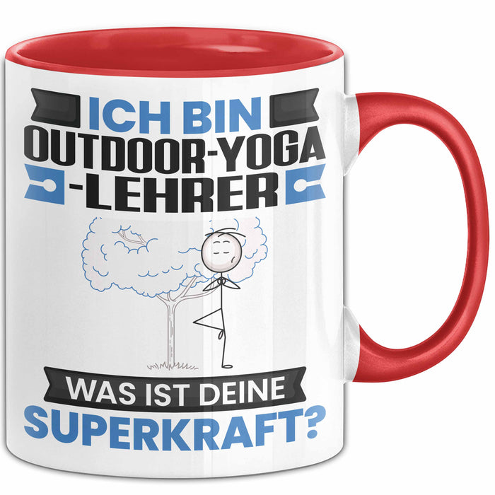 Outdoor-Yoga-Lehrer Tasse Geschenk für Outdoor-Yoga-Lehrer Geburtstag Lustiger Spruch Kaffee-Becher Was Ist Deine Superkraft Rot Trendation