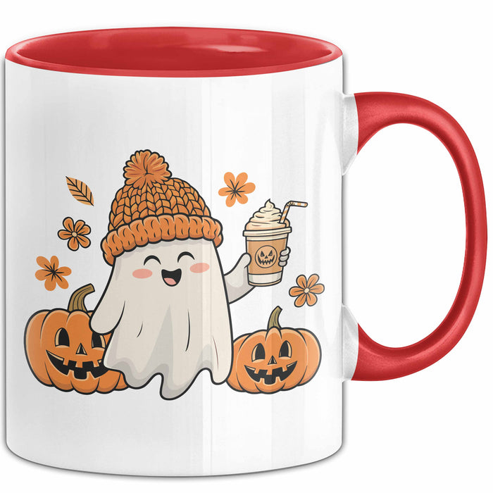 Halloween Tasse Geschenk Kürbis Geschenkidee Oktober Kaffee-Becher Rot Trendation